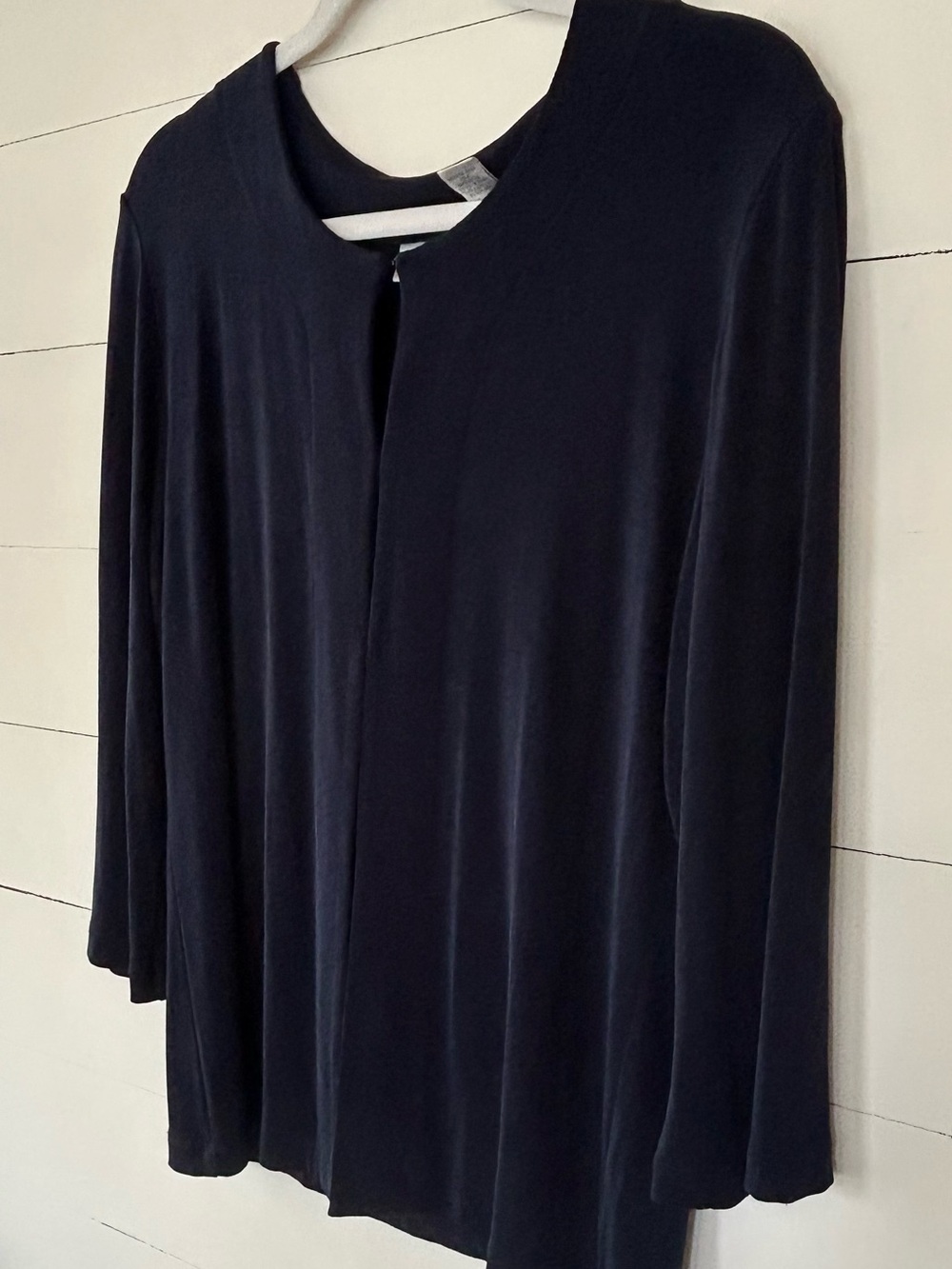 Chico's Dark Navy Long Sleeve Hook and Eye Front Closure Sweater/Jacket, Size 2 - Picture 3 of 5